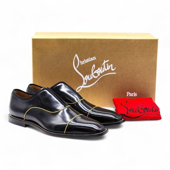 Christian Louboutin Alpha Male Patent Leather Oxford Shoes Black EU 40.5 US 7.5